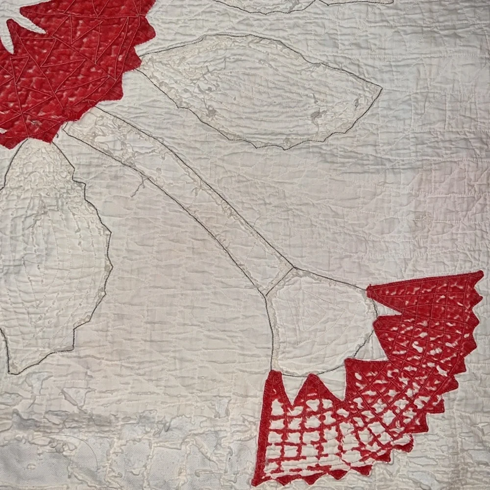 Antique handmade quilt 82” x 66” hand stitched patchwork